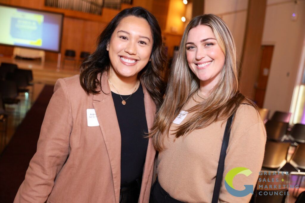 Andrea Villanueva socializing with colleagues and clients at GSMC