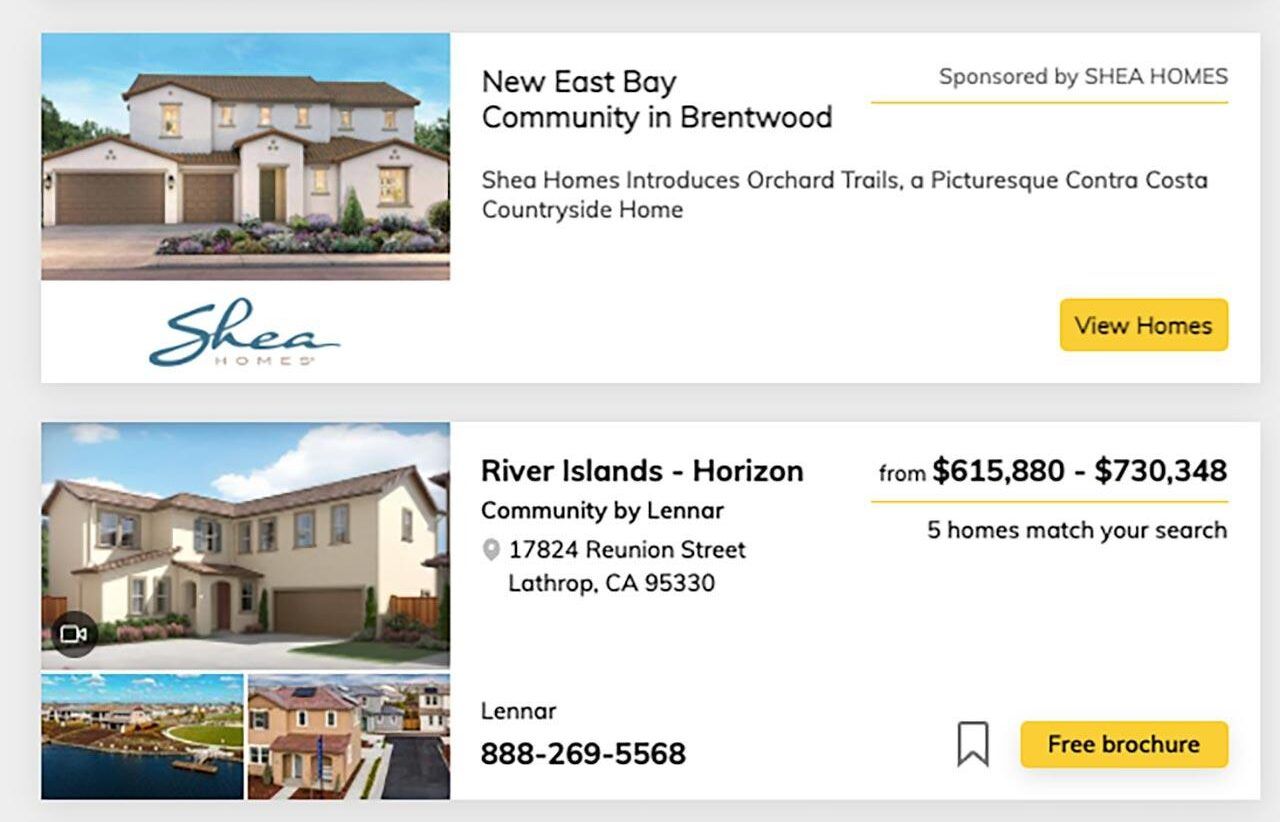 Example Native Advertisement media via New Home Source / Zonda