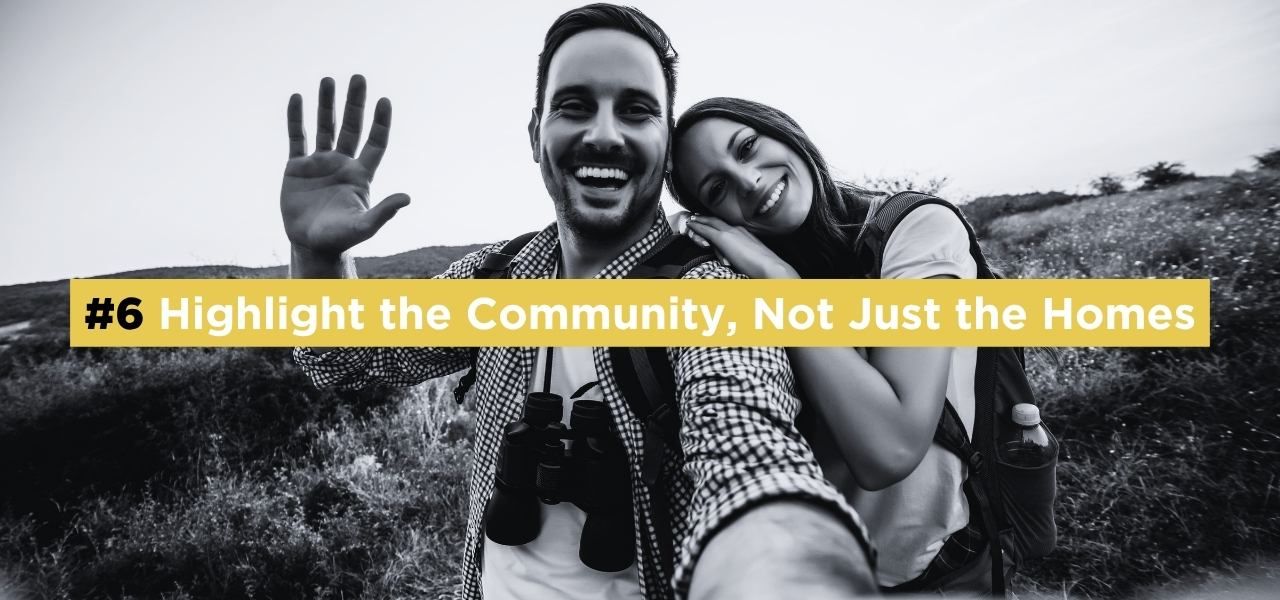 Couple taking a selfie outdoors on a scenic trail, representing lifestyle and community engagement beyond the home itself.